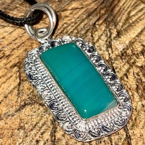 Rectangular Green Botswana Pendant 2” - Picture 6 of 15